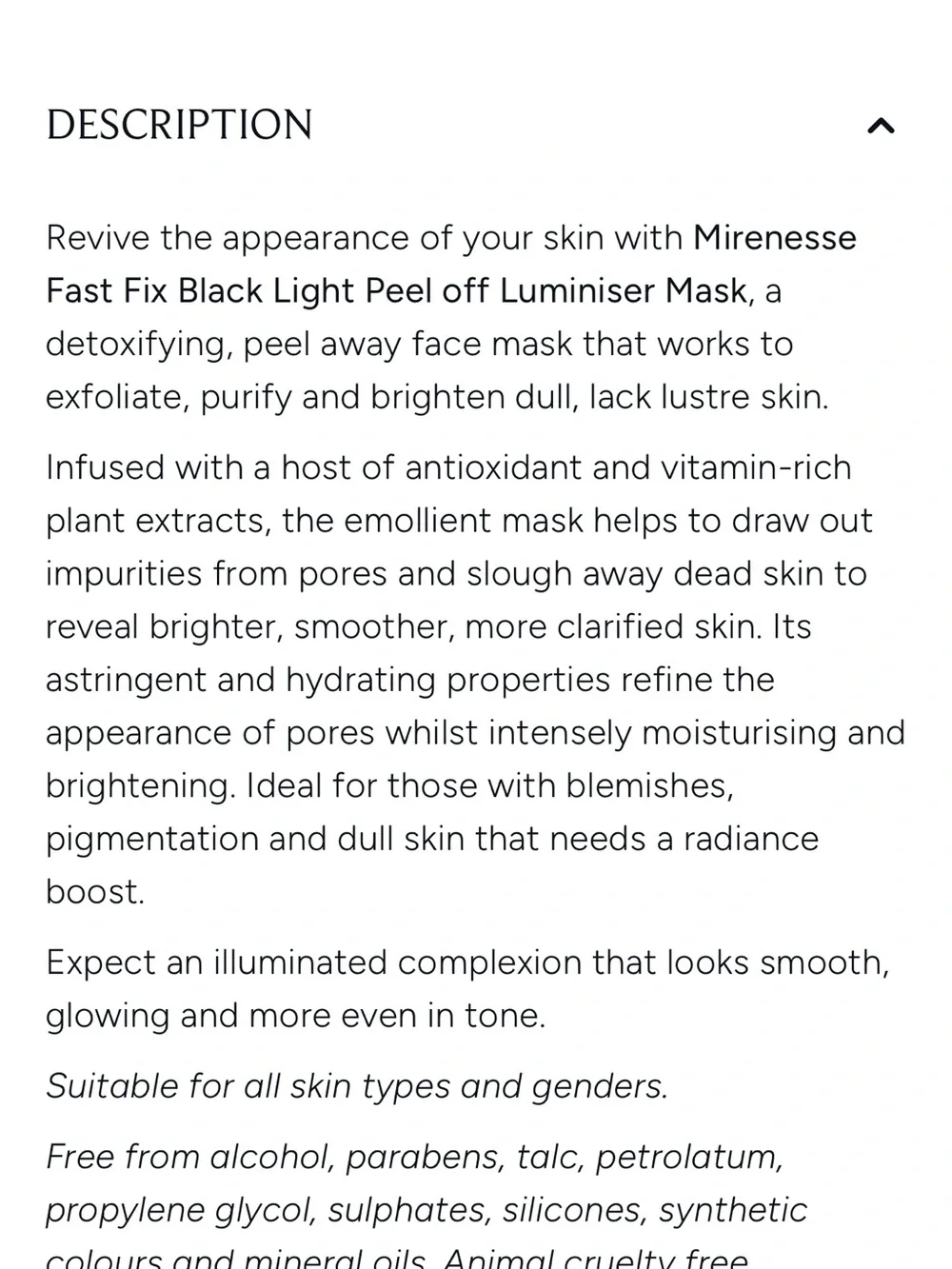 New Mirenesse Fast Fix Solutions Black Light Peel Off Luminiser Mask (2-pack)
